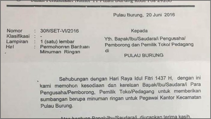 Contoh Surat Permohonan Bakti Sosial Kepada Kepala Desa