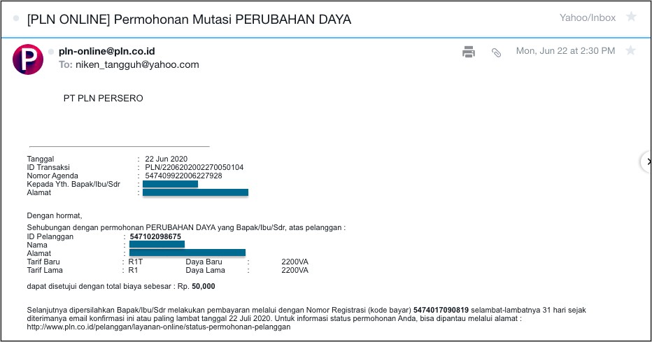 Contoh Surat Permohonan Balik Nama Rekening Listrik