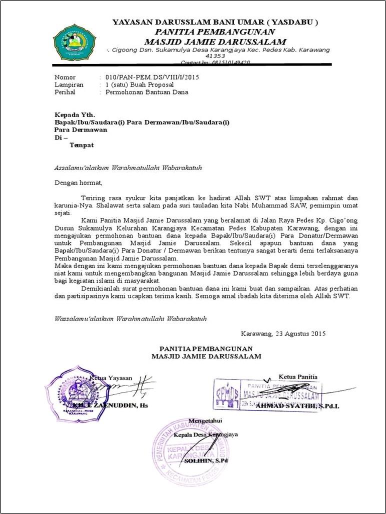 Contoh Surat Permohonan Bangun Sekolah