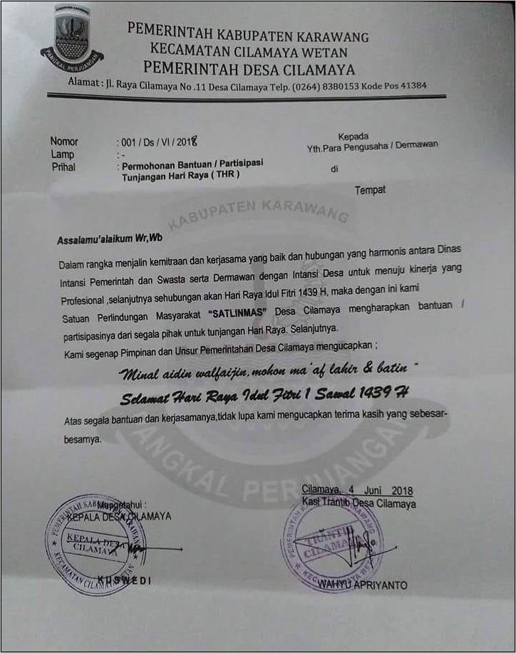 Contoh Surat Permohonan Bantuan Ana