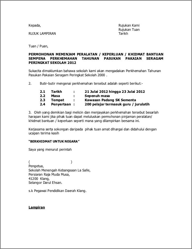 Contoh Surat Permohonan Bantuan Baitul Mal