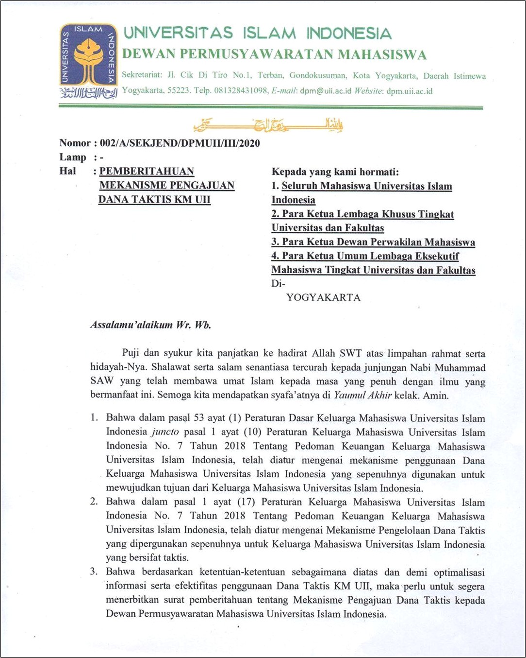 Contoh Surat Permohonan Bantuan Dana Diklat Kab Magelang