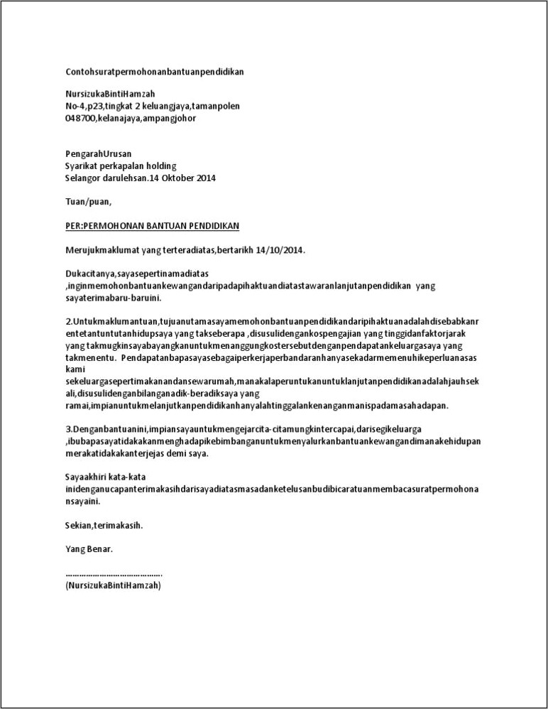 Contoh Surat Permohonan Bantuan Dana Korban Bencana