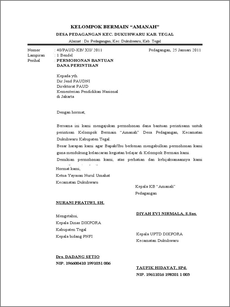 Contoh Surat Permohonan Bantuan Desa