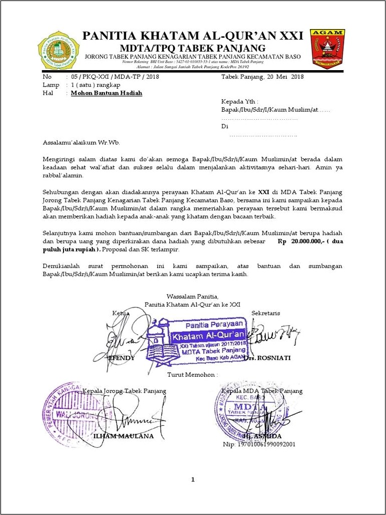 Contoh Surat Permohonan Bantuan Doc