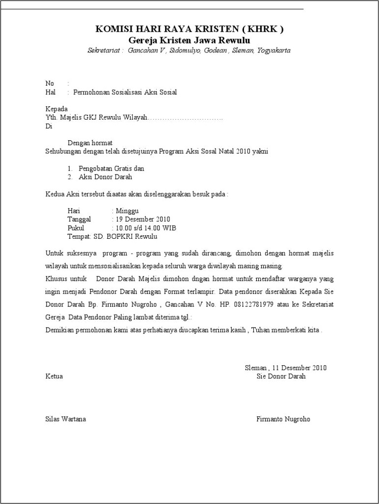 Contoh Surat Permohonan Bantuan Donor Darah Ke Pmi