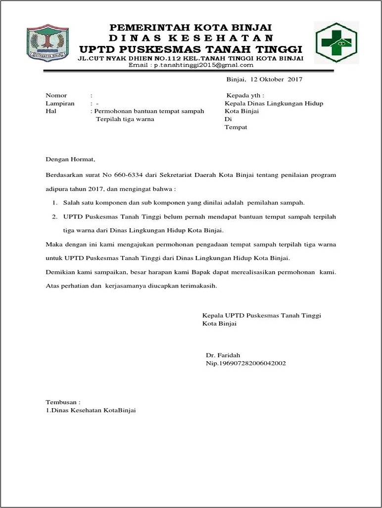 Contoh Surat Permohonan Bantuan Hidup Dasar Untuk Ke Sudinkes