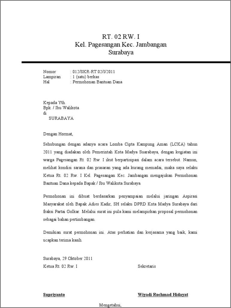 Contoh Surat Permohonan Bantuan Keamana Kegiatan Hut Ri