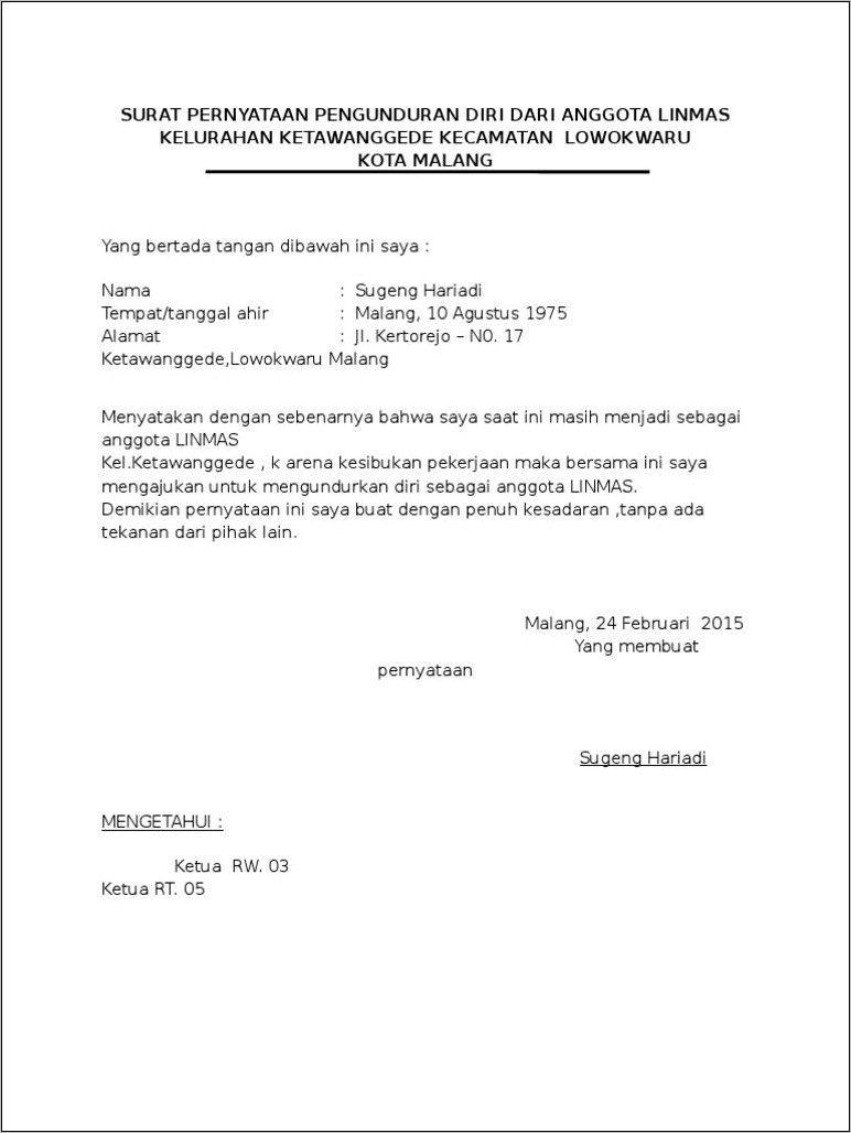 Contoh Surat Permohonan Bantuan Linmas Desa