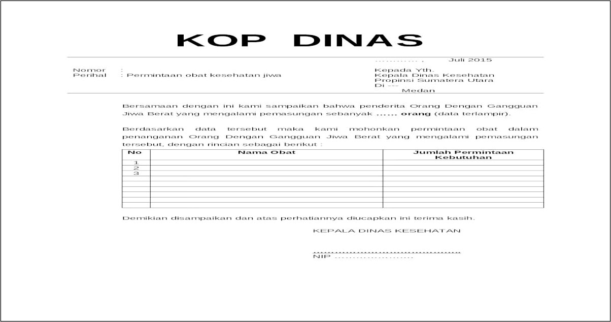 Contoh Surat Permohonan Bantuan Obat Obatan Ke Puskesmas