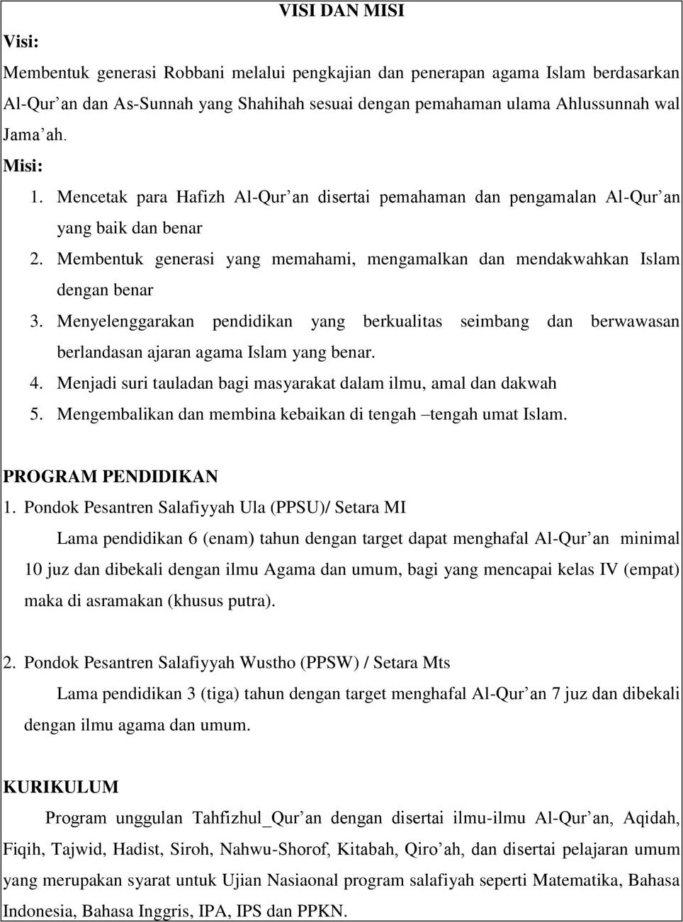 Contoh Surat Permohonan Bantuan Pondok Pesantren  Surat permohonan