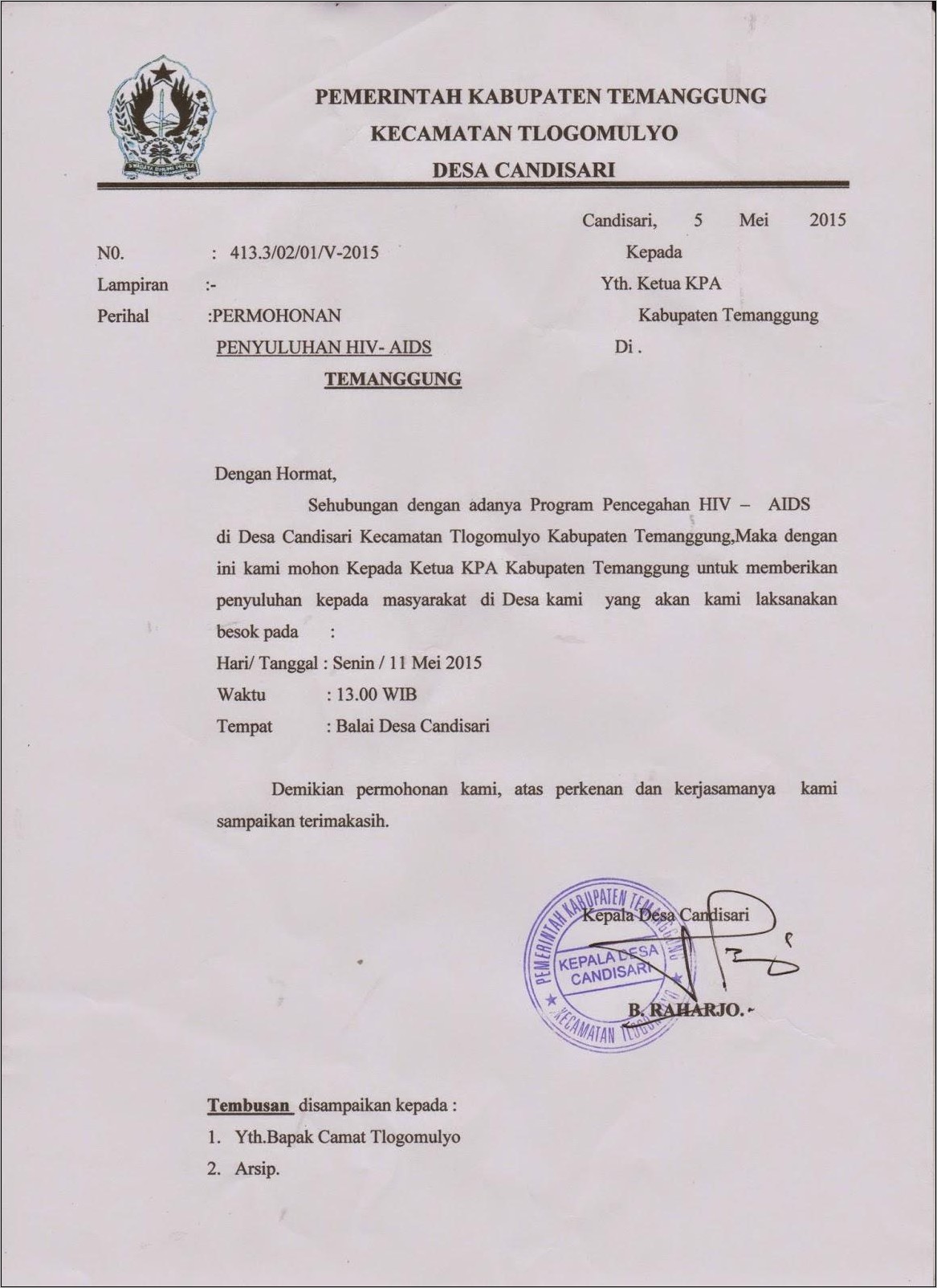 Contoh Surat Permohonan Bantuan Sosialisasi