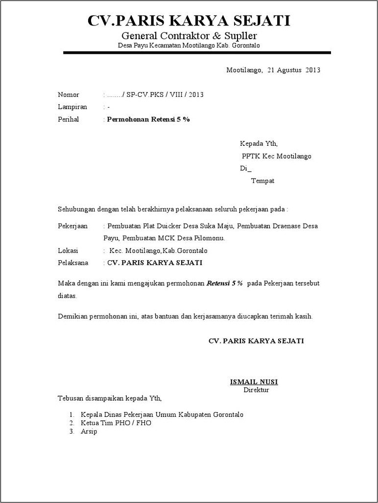 Contoh Surat Permohonan Bast 2