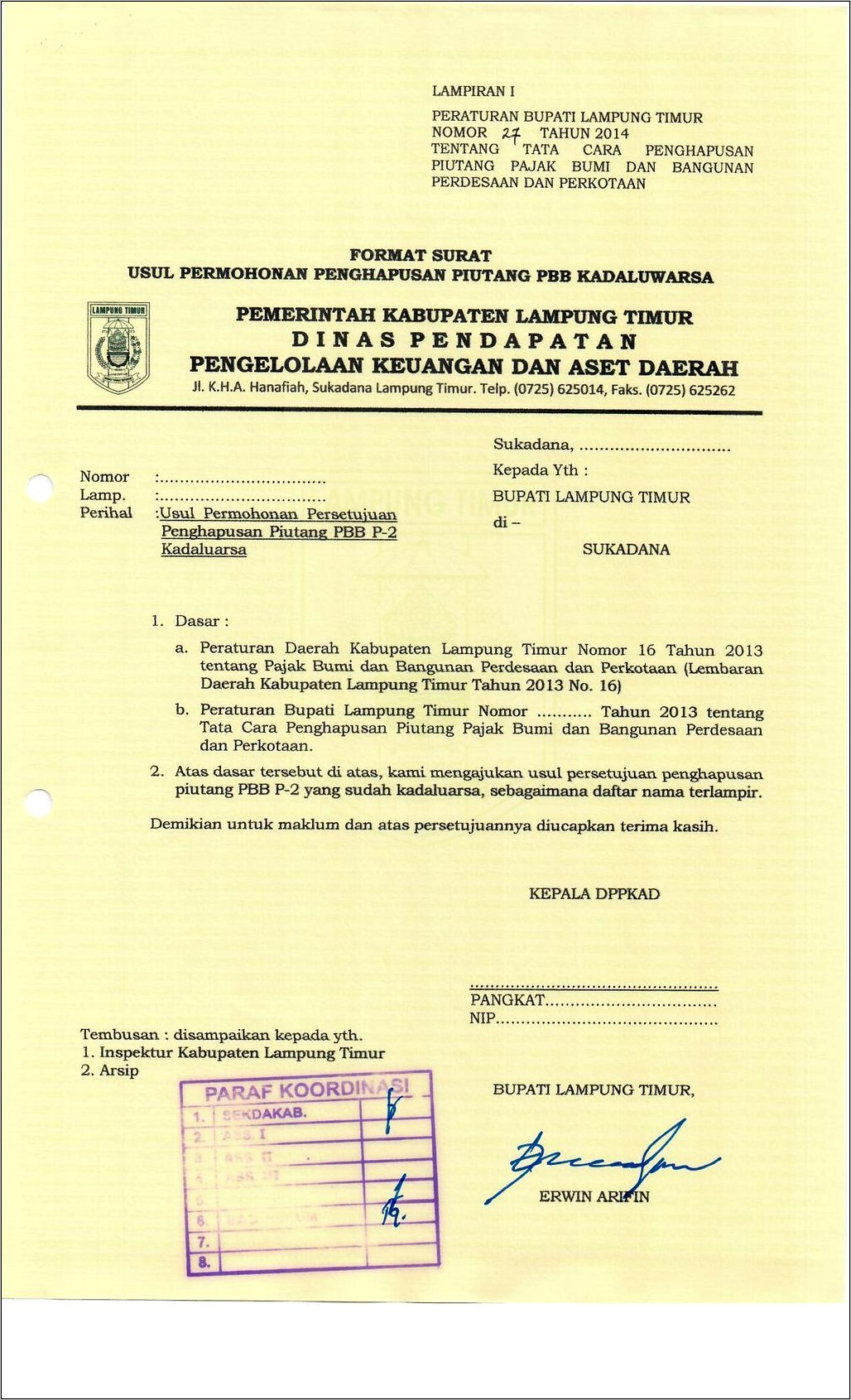 Contoh Surat Permohonan Bebas Pajak Bumi Dan Bangunan