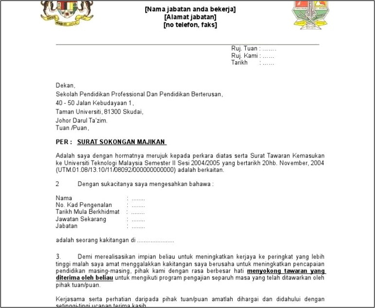 Contoh Surat Permohonan Benchmark