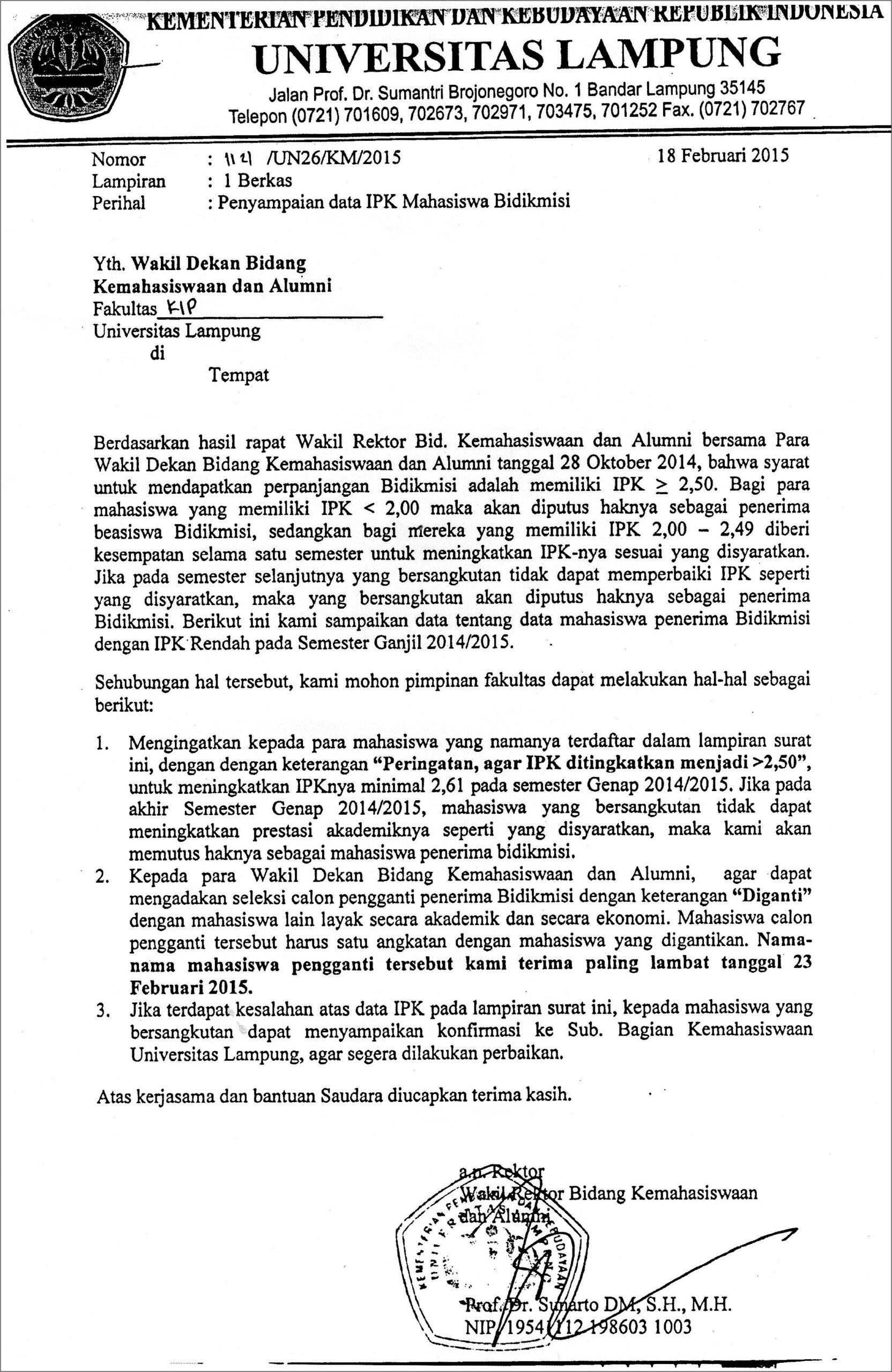 Contoh Surat Permohonan Bidikmisi Pengganti