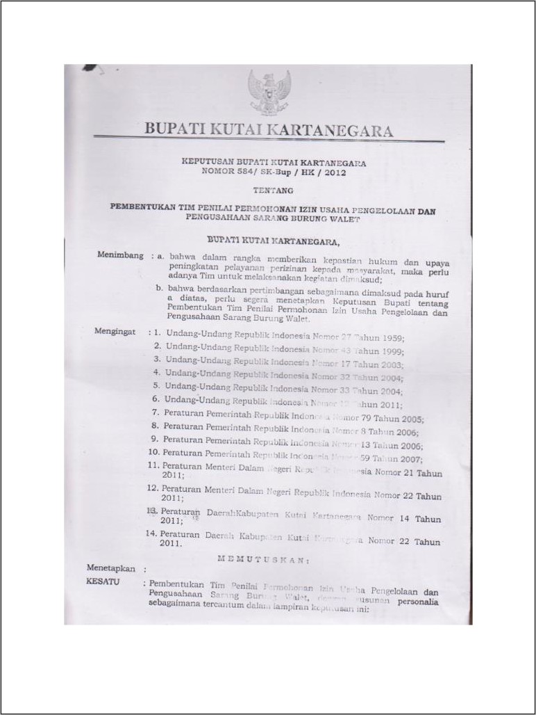 Contoh Surat Permohonan Buka Usaha Sarang Walet