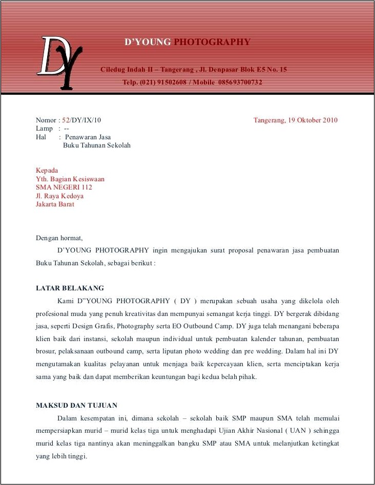 Contoh Surat Permohonan Catering