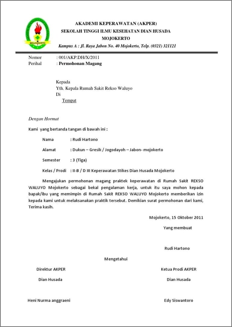 Contoh Surat Permohonan Ceramah Kesihatan