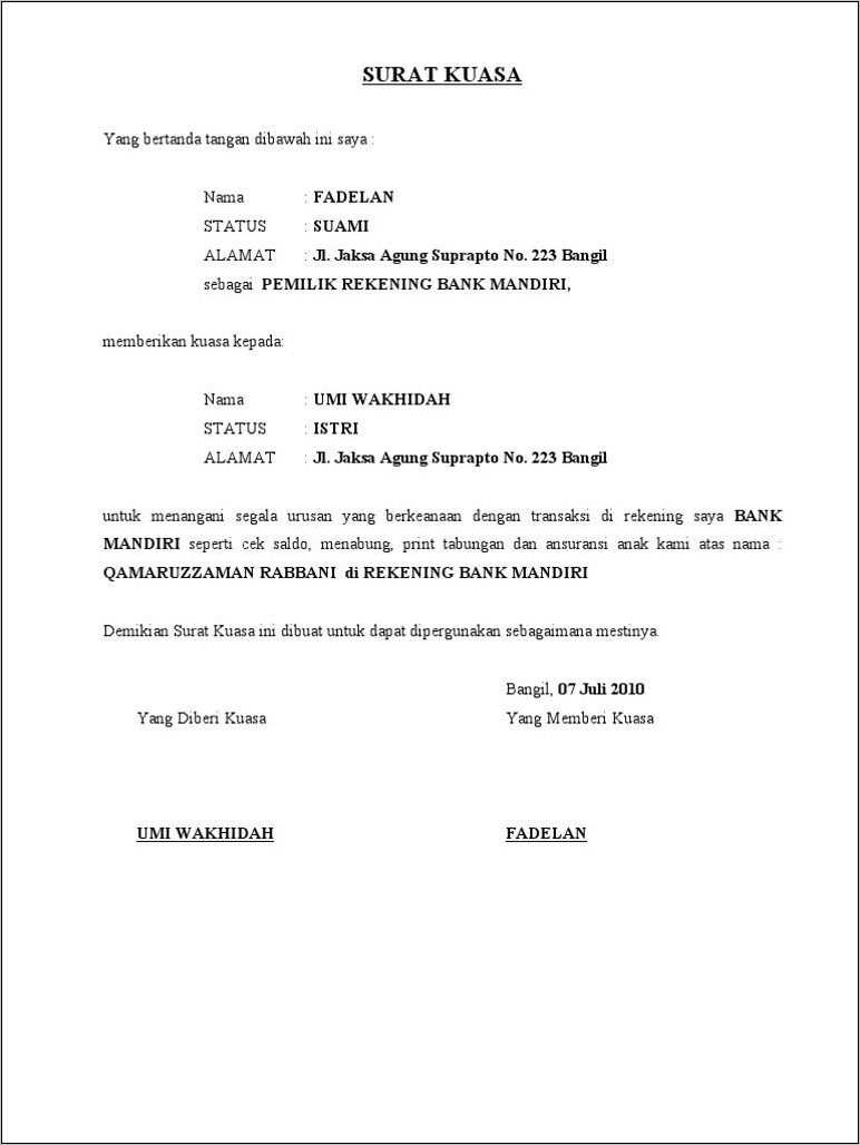 Contoh Surat Permohonan Cetak Rekening Koran Bank Mandiri