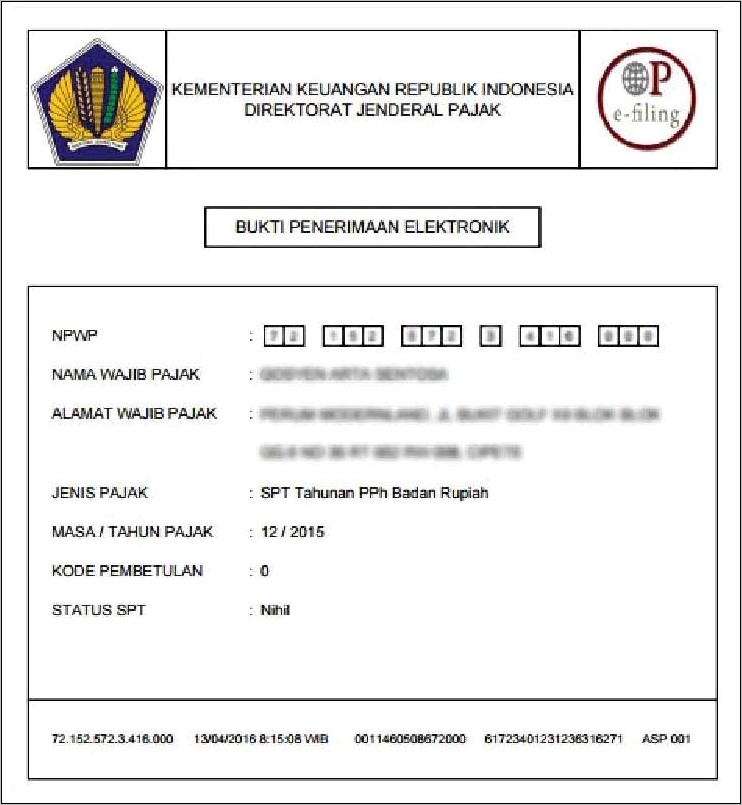 Contoh Surat Permohonan Cetak Ulang Bukti Lapor Pajak