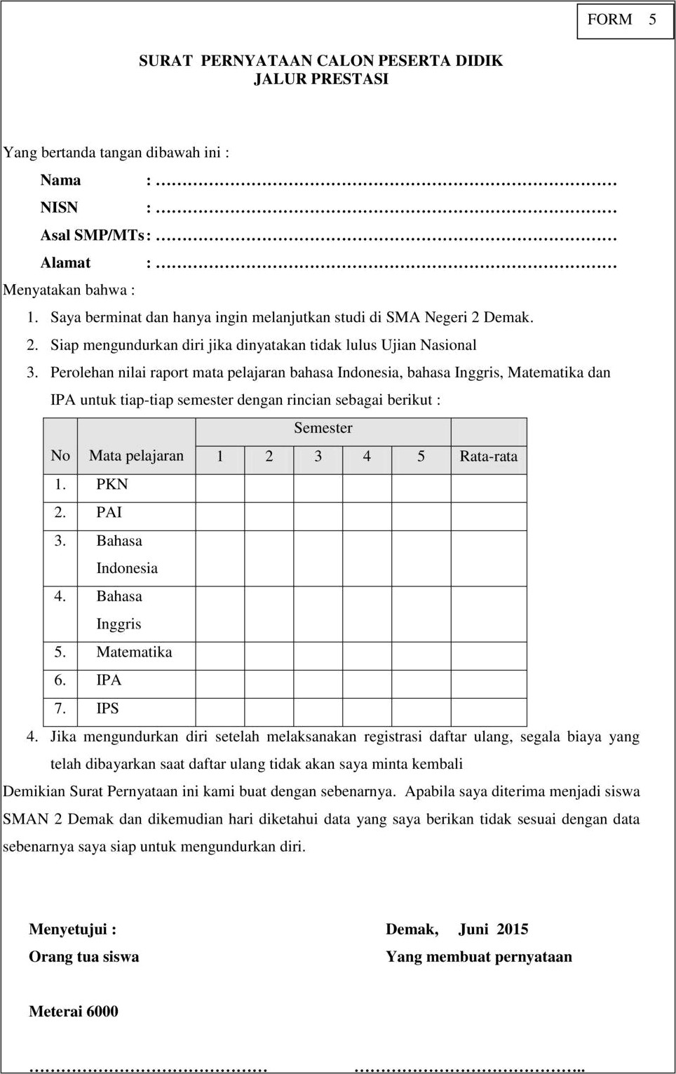 Contoh Surat Permohonan Daftar Ulang