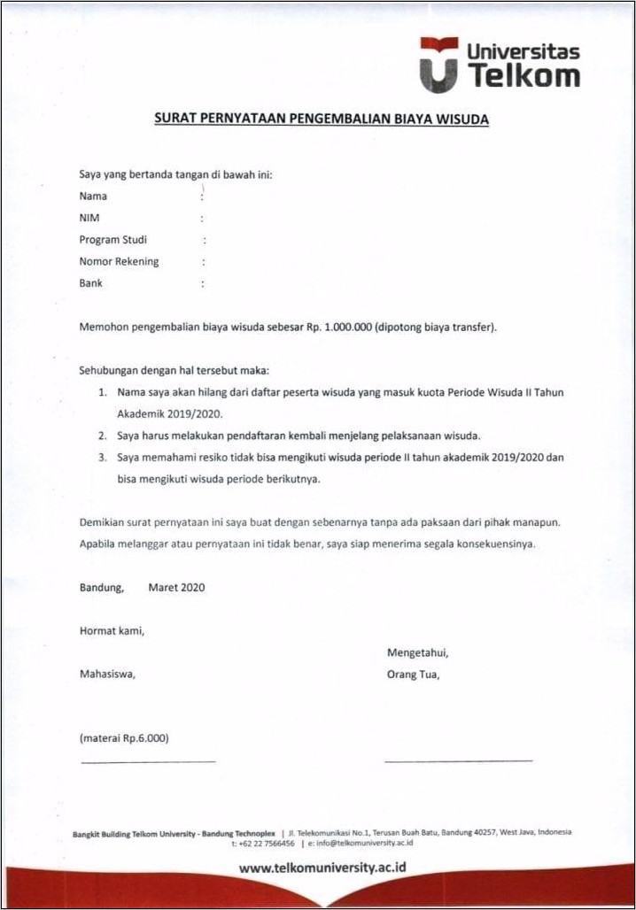 Contoh Surat Permohonan Dan Pernyataan