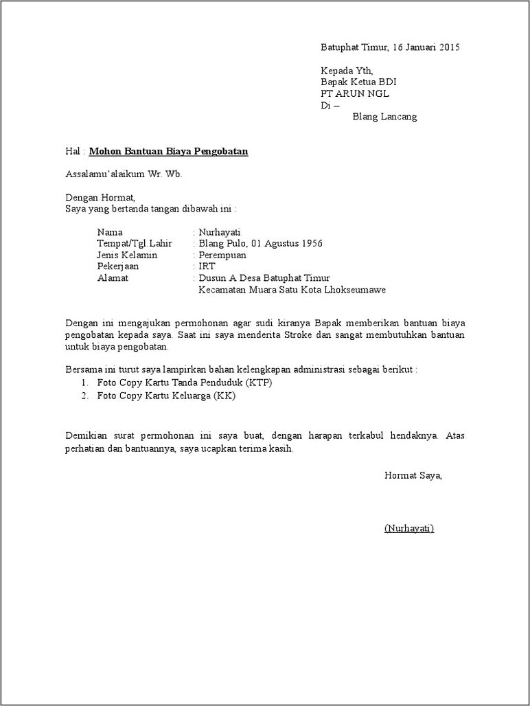 Contoh Surat Permohonan Dana Ke Dinas