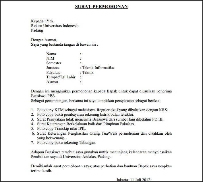 Contoh Surat Permohonan Dana Pengadaan Barang