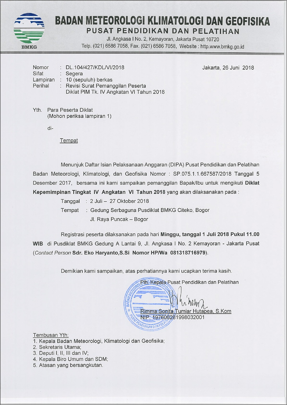 Contoh Surat Permohonan Diklat Pim Tk Iv