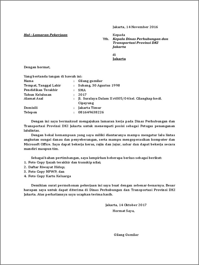 Contoh Surat Permohonan Dinas Hd