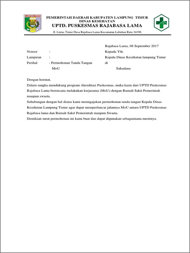Contoh Surat Permohonan Dinas Ukm Doc