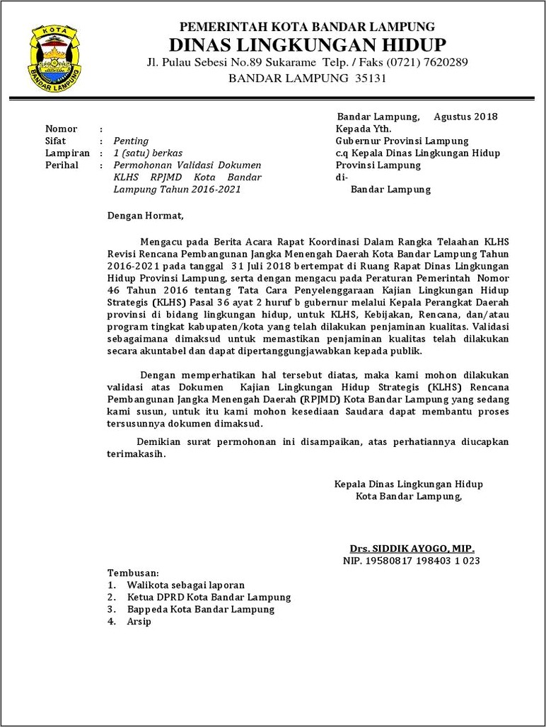 Contoh Surat Permohonan Dinas