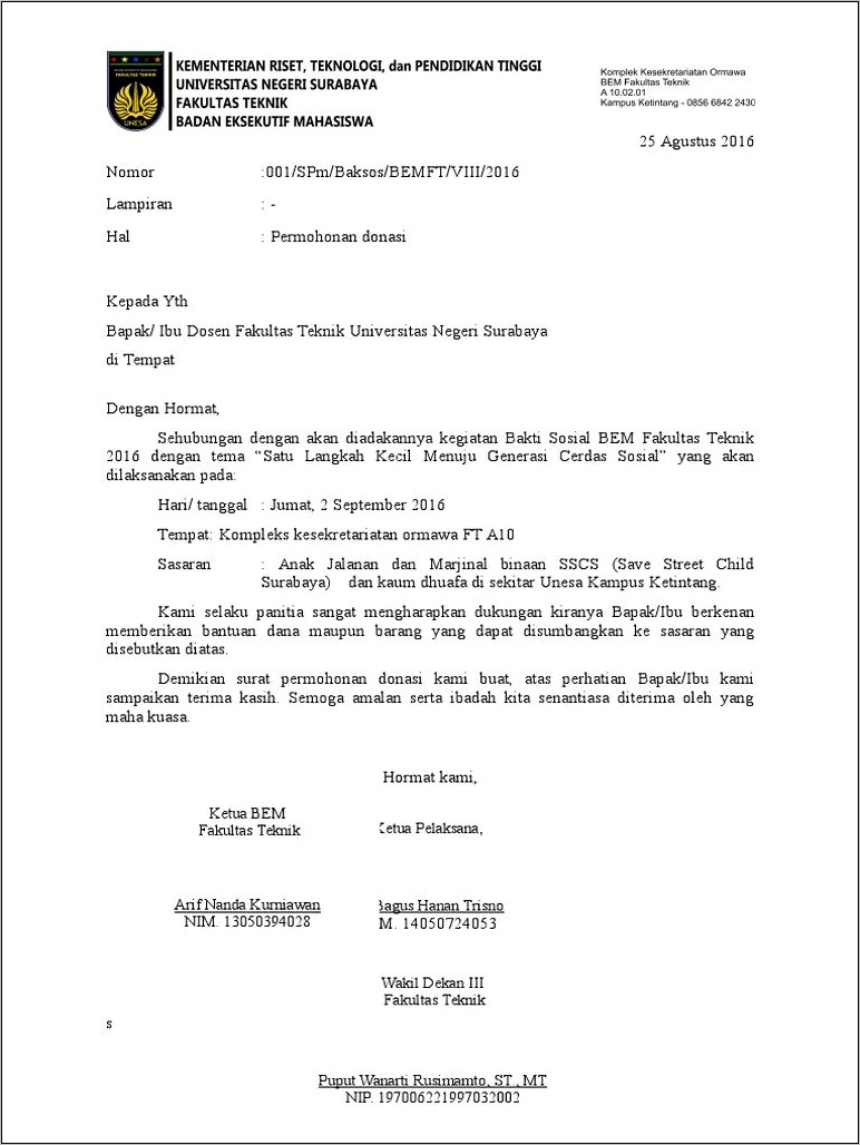 Contoh Surat Permohonan Donasi Buku