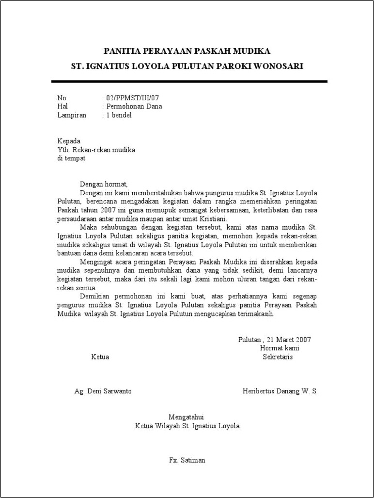 Contoh Surat Permohonan Donatur Baksos