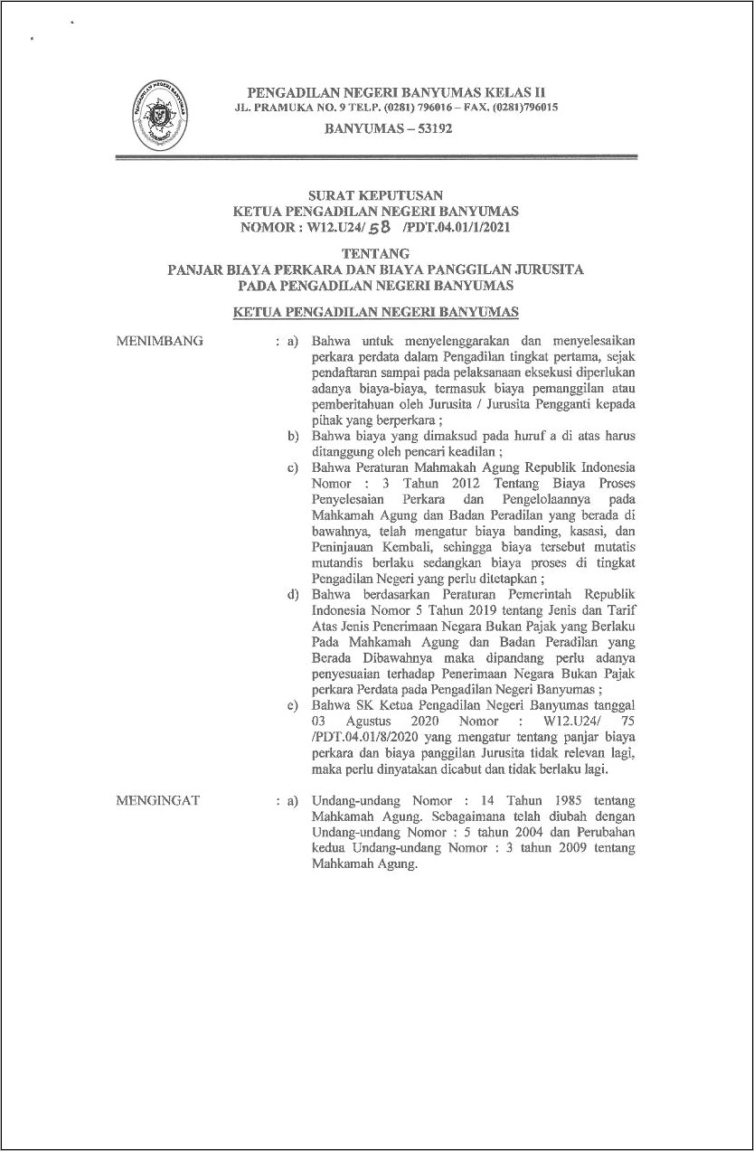 Contoh Surat Permohonan Eksekusi Akta Perdamaian