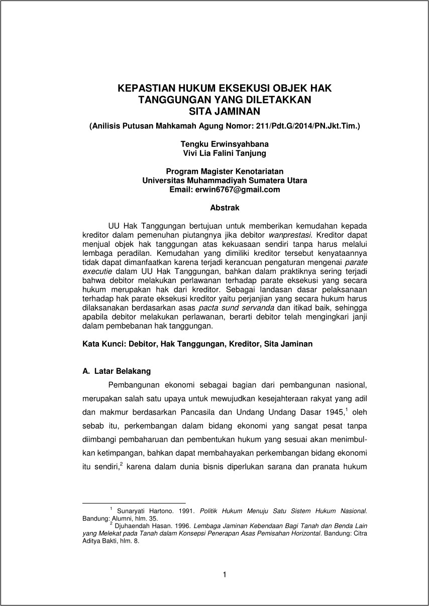 Contoh Surat Permohonan Eksekusi Grosse Akta