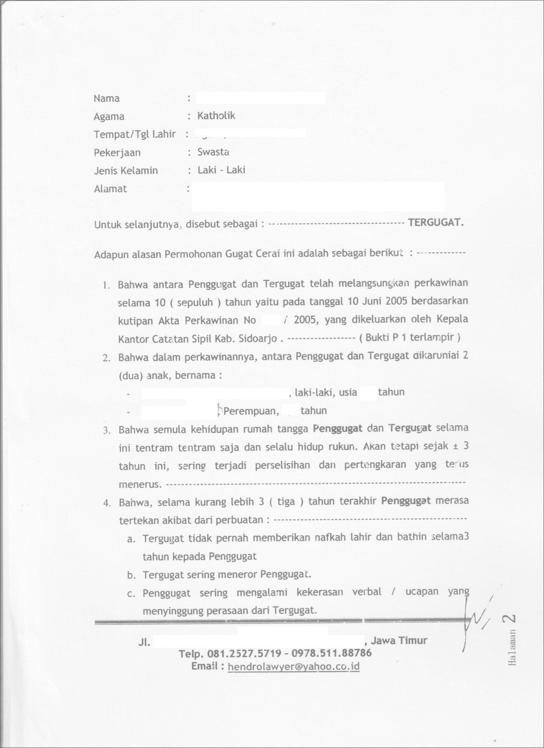 Contoh Surat Permohonan Eksekusi Hak Asuh Anak