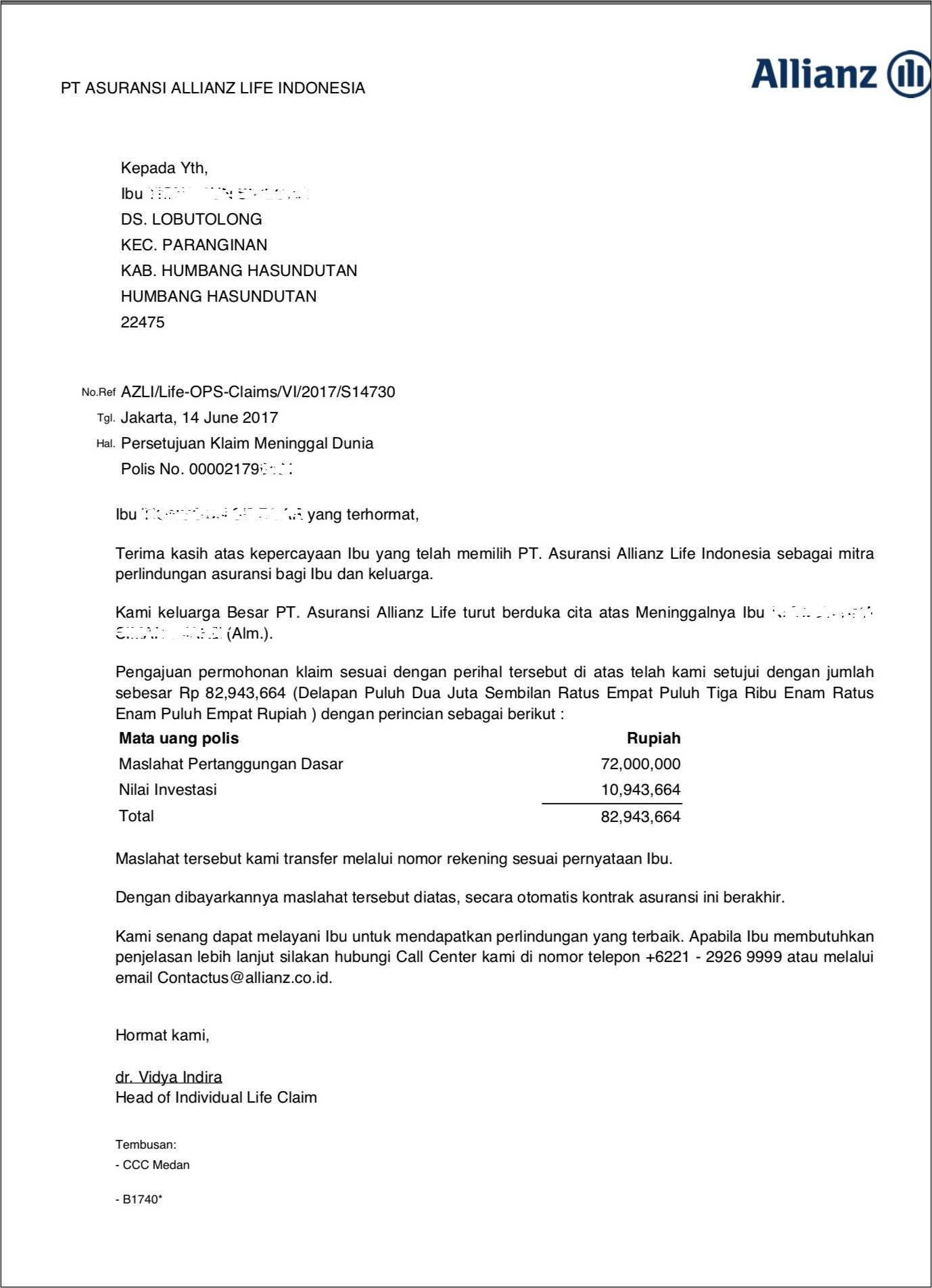 Contoh Surat Permohonan Ex Gratia