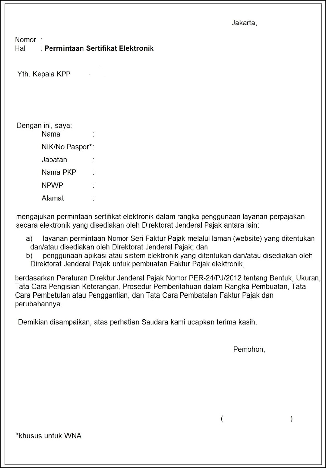 Contoh Surat Pernyataan Faktur Pajak  Riset