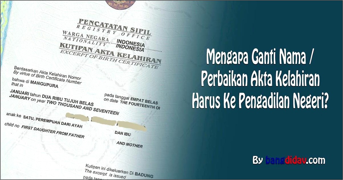 Contoh Surat Permohonan Ganti Nama Untuk Anak