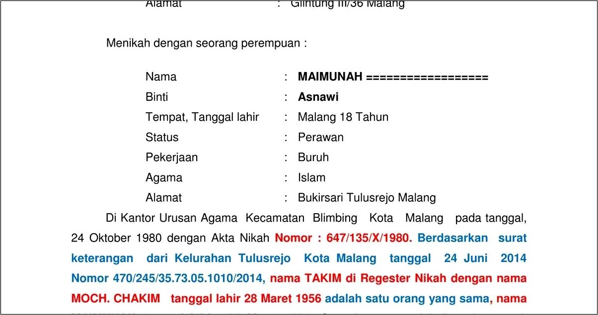 Contoh Surat Permohonan Ganti Nama