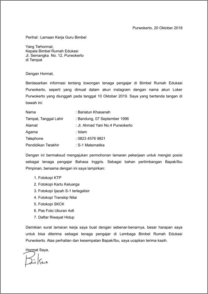 Contoh Surat Permohonan Guru Agama