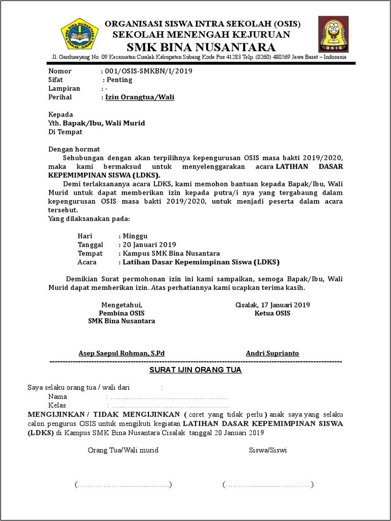 Contoh Surat Permohonan Ijin Kebelanda