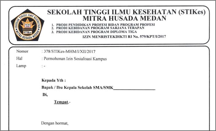 Contoh Surat Permohonan Ijin Menjadi Dosen Khusus