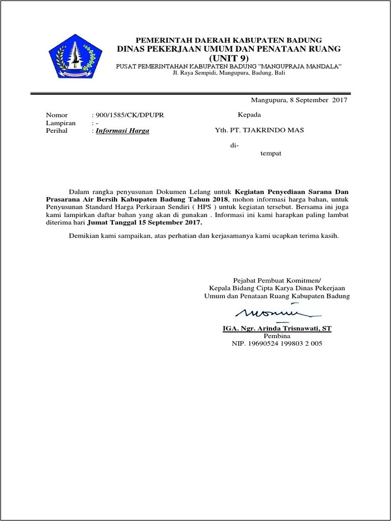 Contoh Surat Permohonan Ijin Survey Proyek