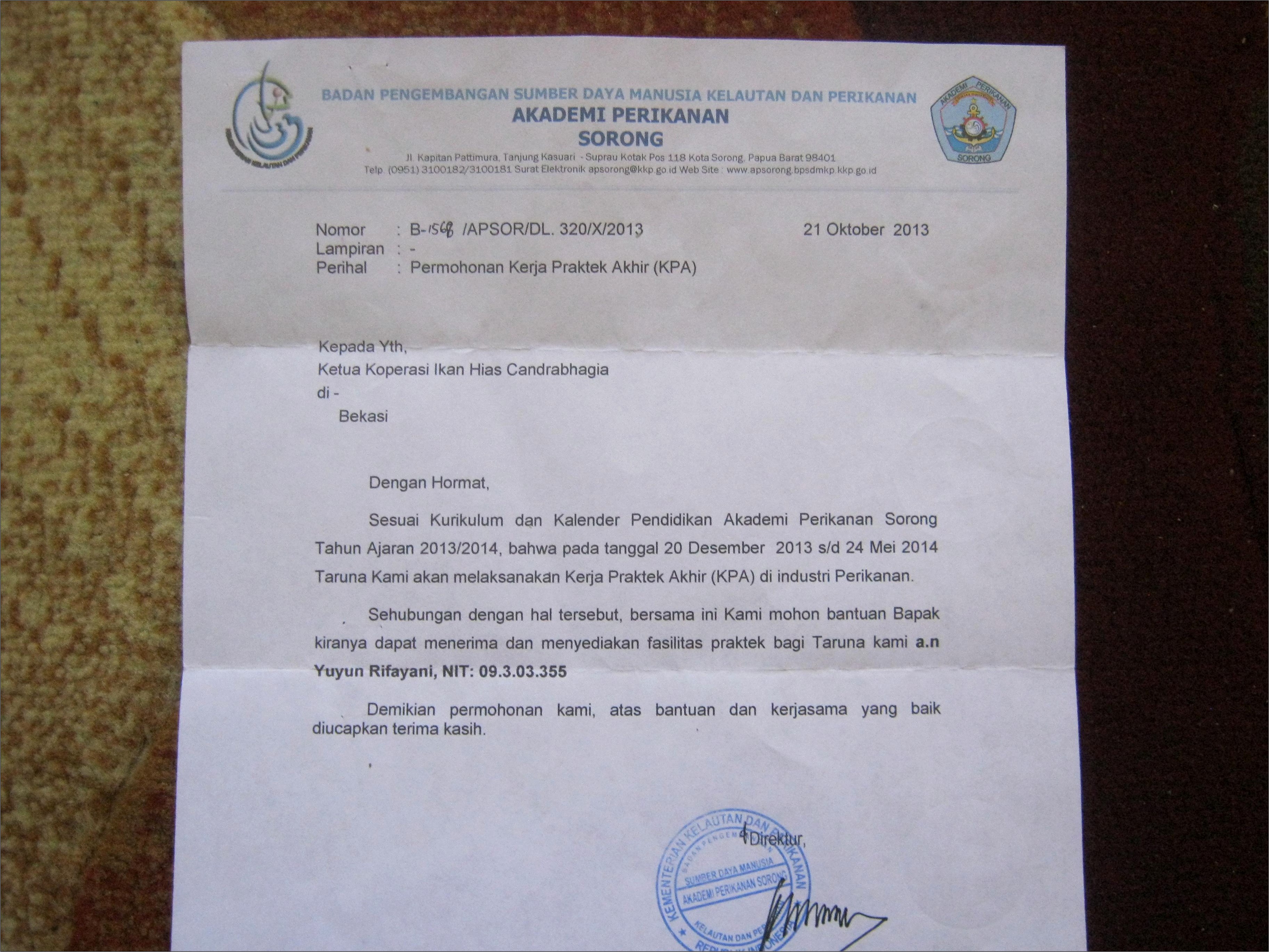 Contoh Surat Permohonan Ikan Hias Dinas Perikanan