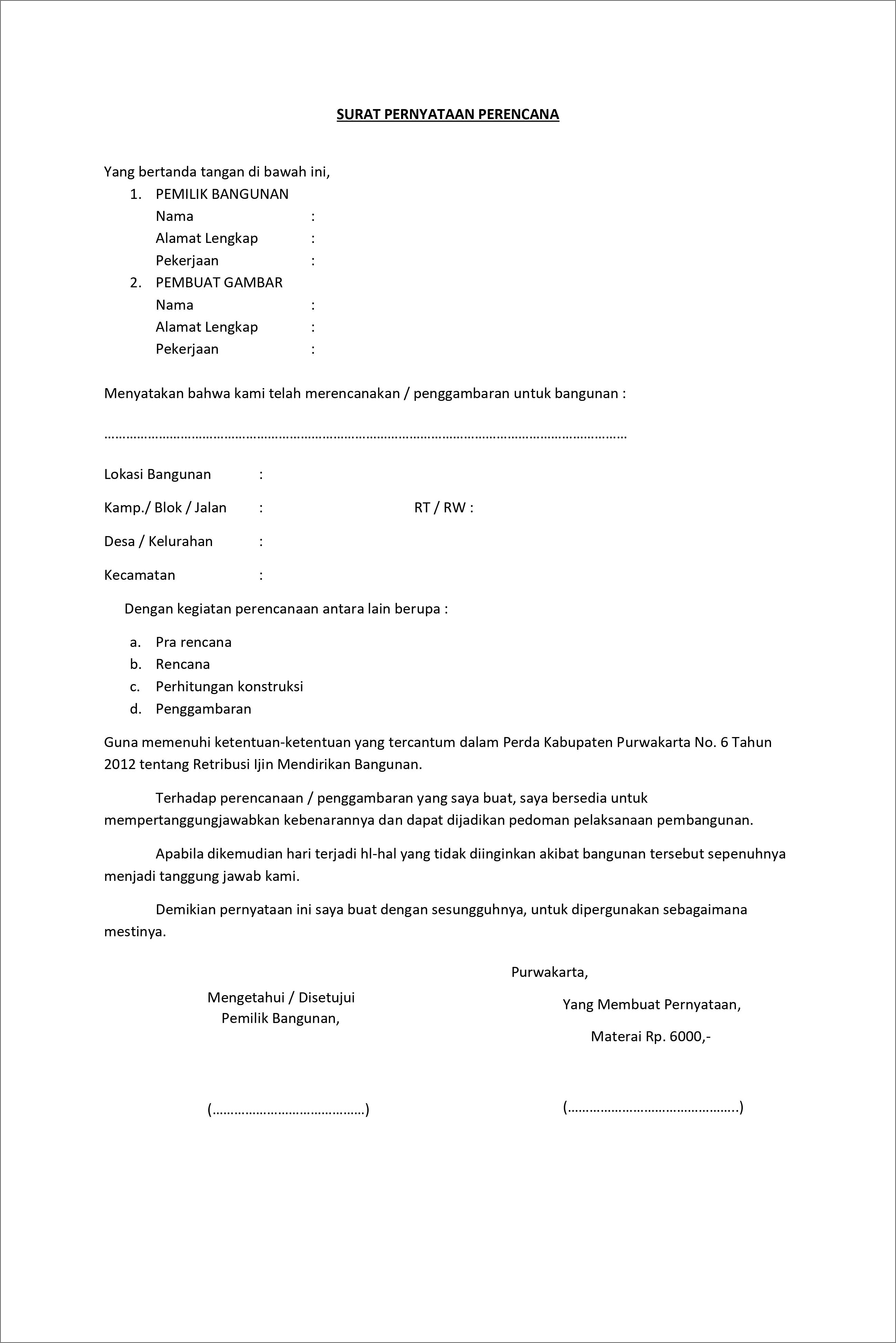 Contoh Surat Permohonan Imb Masjid