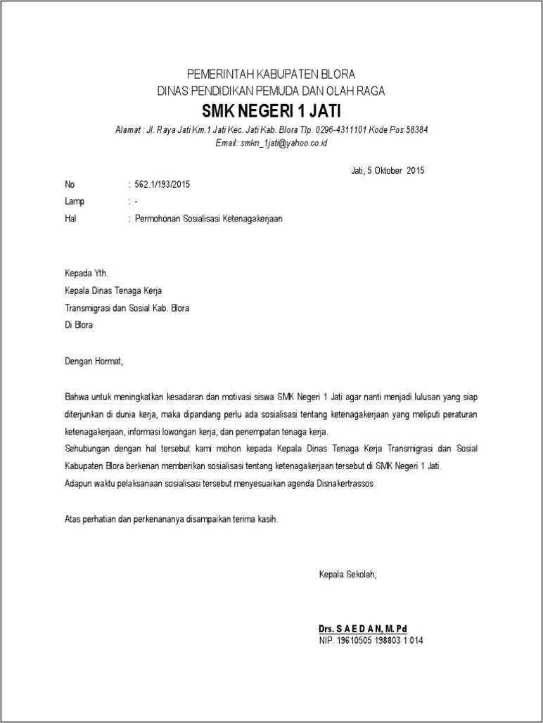 Contoh Surat Permohonan Informasi Skm