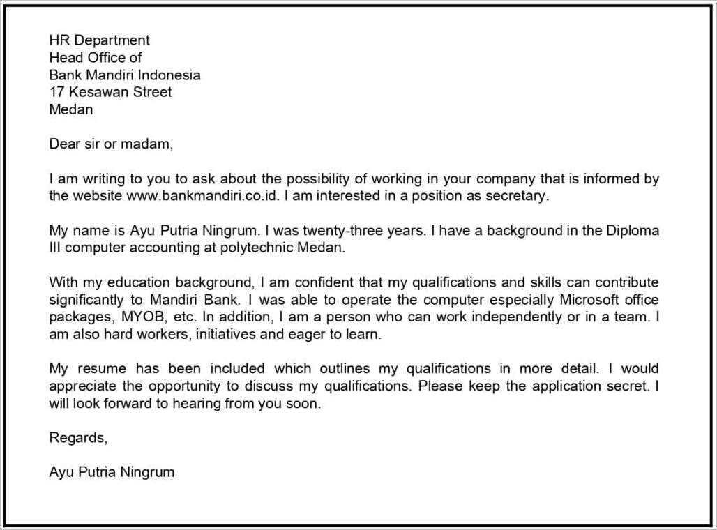 Contoh Surat Permohonan Internship Bahas Inggris